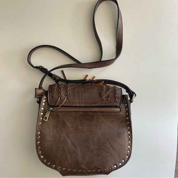 Antik Kraft Boho Fringe Tassel Crossbody Bag Purse Vegan Faux Leather Brown - Picture 8 of 11